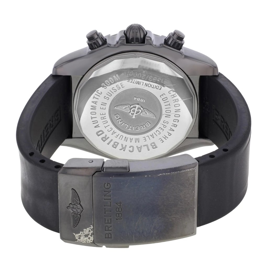 Back View Of {Caseback} Back Case And Closed Silicon/Rubber Band Of Breitling M4435911/BA27-153S Watch Pre Owned Condition