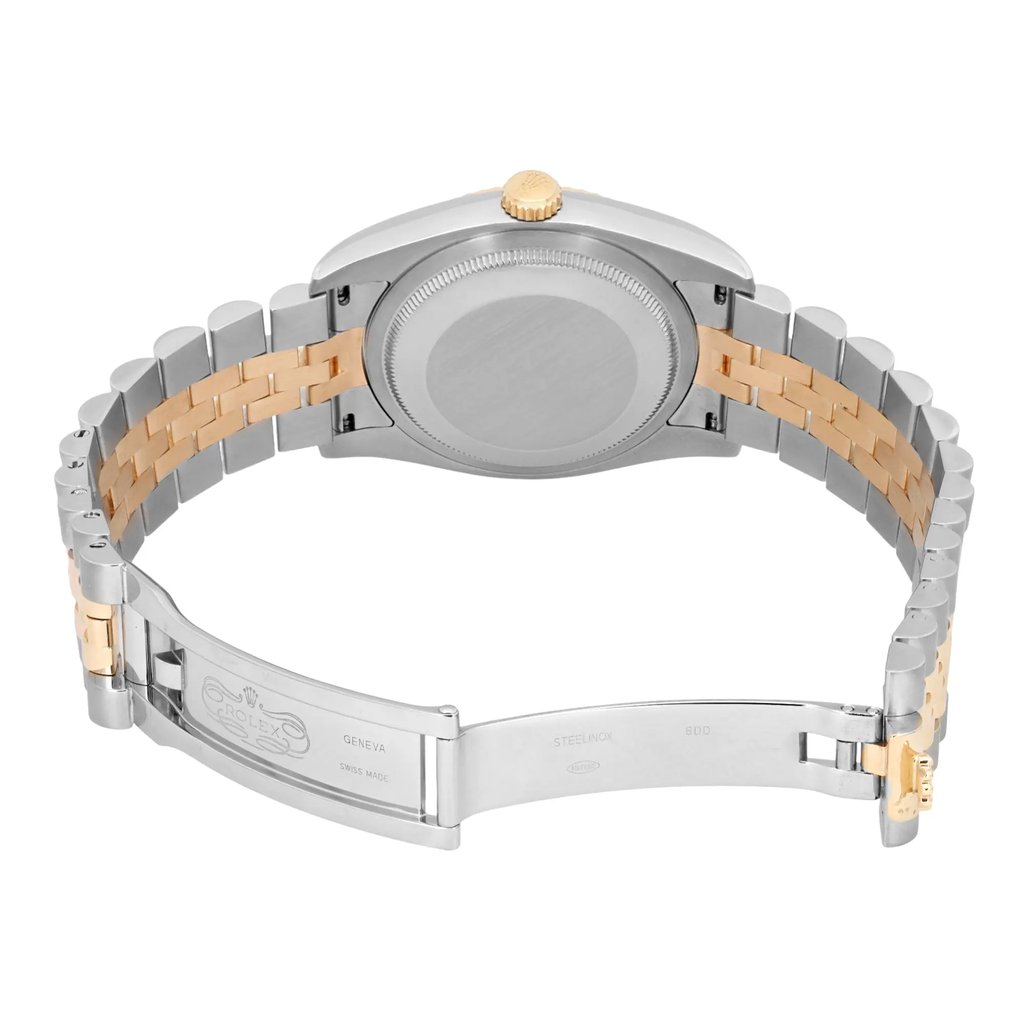 Back View Of Solid Back Case And Open Stainless Steel,Yellow Gold Band Of Rolex 116233 Watch Pre Owned Condition