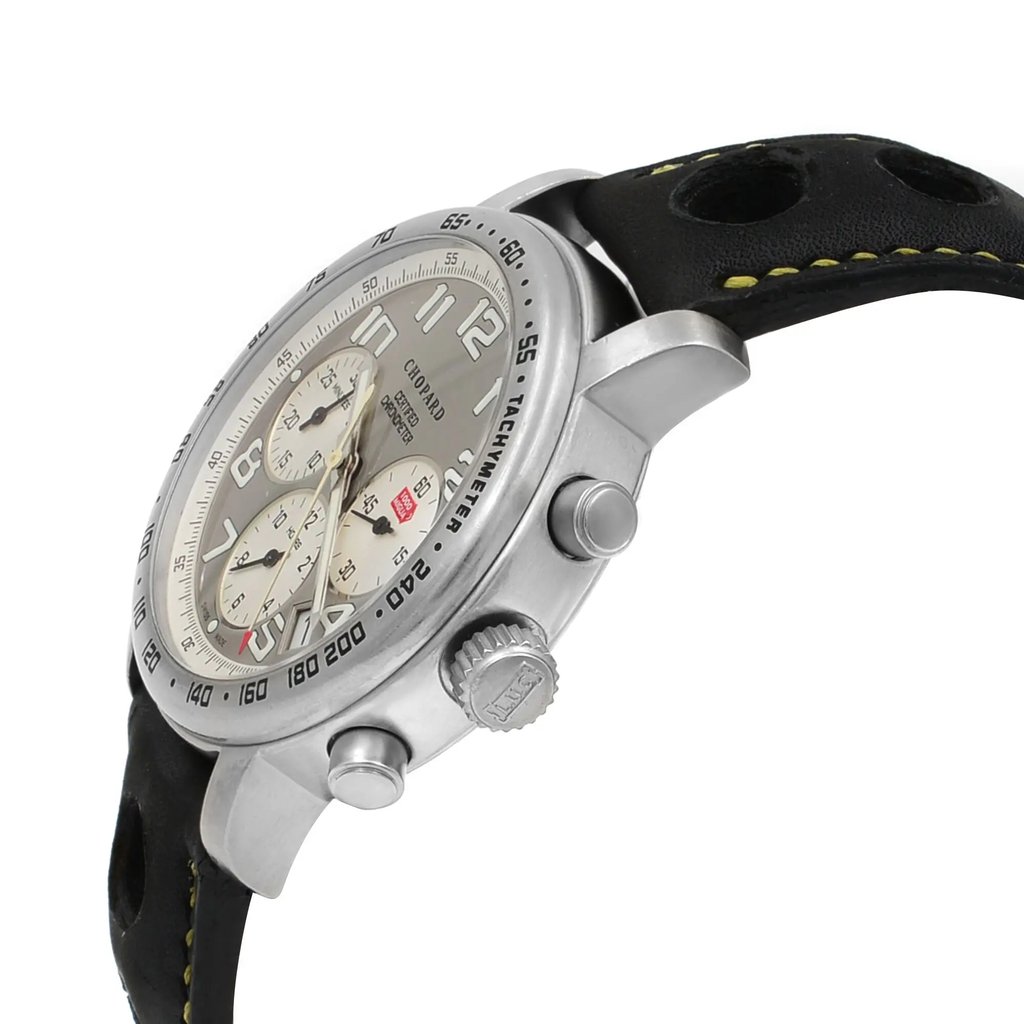 View Of Crown Facing Side Of Chopard 16/8915-100 Titanium Watch Pre Owned Condition