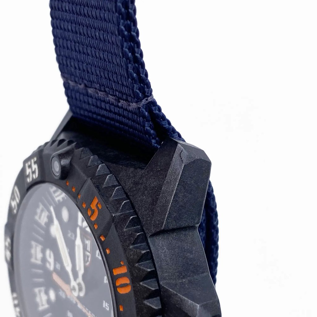 View Of Crown Facing Side Of Luminox XS.3803.C Carbon Watch Pre Owned Condition