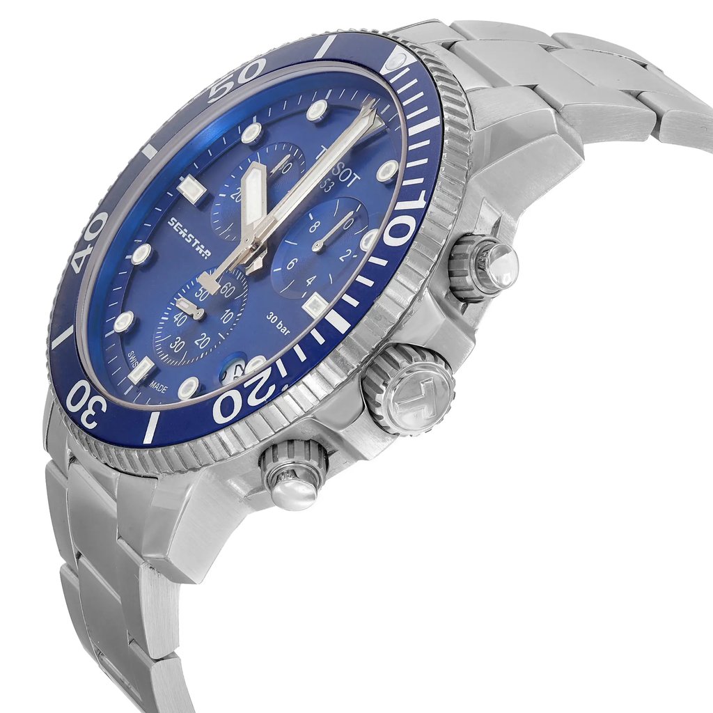 View Of Crown Facing Side Of Tissot T120.417.11.041.00 Stainless Steel Watch Pre Owned Condition