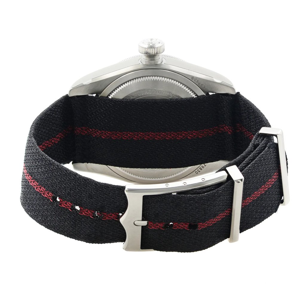 Back View Of Solid Back Case And Closed Canvas Band Of TUDOR M79830RB-0003 Watch Unworn Condition