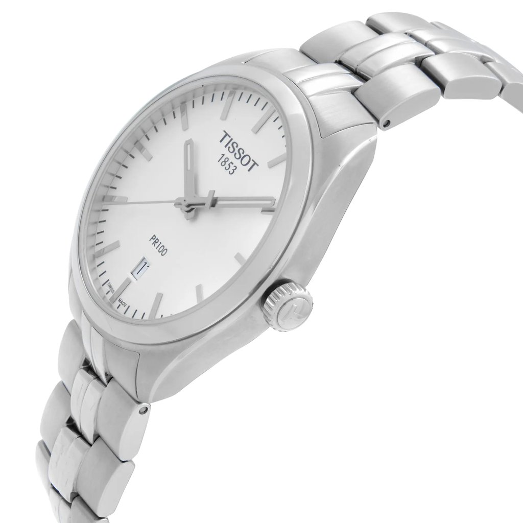 View Of Crown Facing Side Of Tissot T101.410.11.031.00 Stainless Steel Watch Unworn Condition
