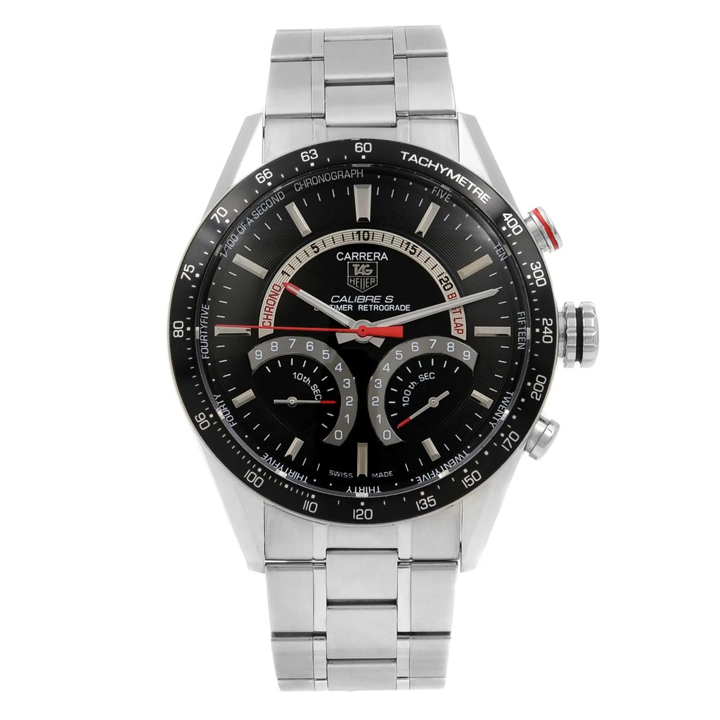 Front Full View Of TAG Heuer CV7A10.BA0795 Stainless Steel Watch Pre Owned Condition {Product Condition}