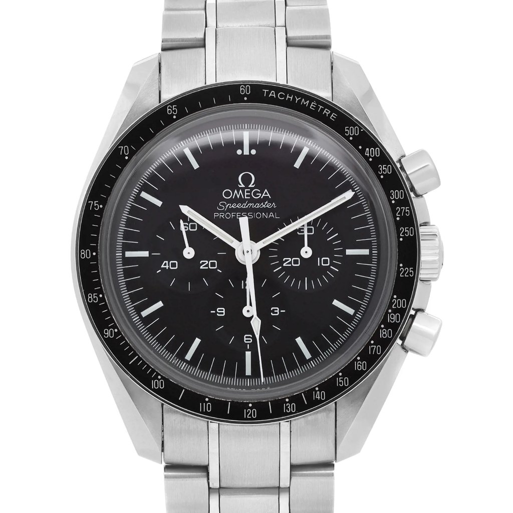 Up Close Front Facing Picture Of OMEGA 311.30.42.30.01.005 Stainless Steel Watch Pre Owned Condition