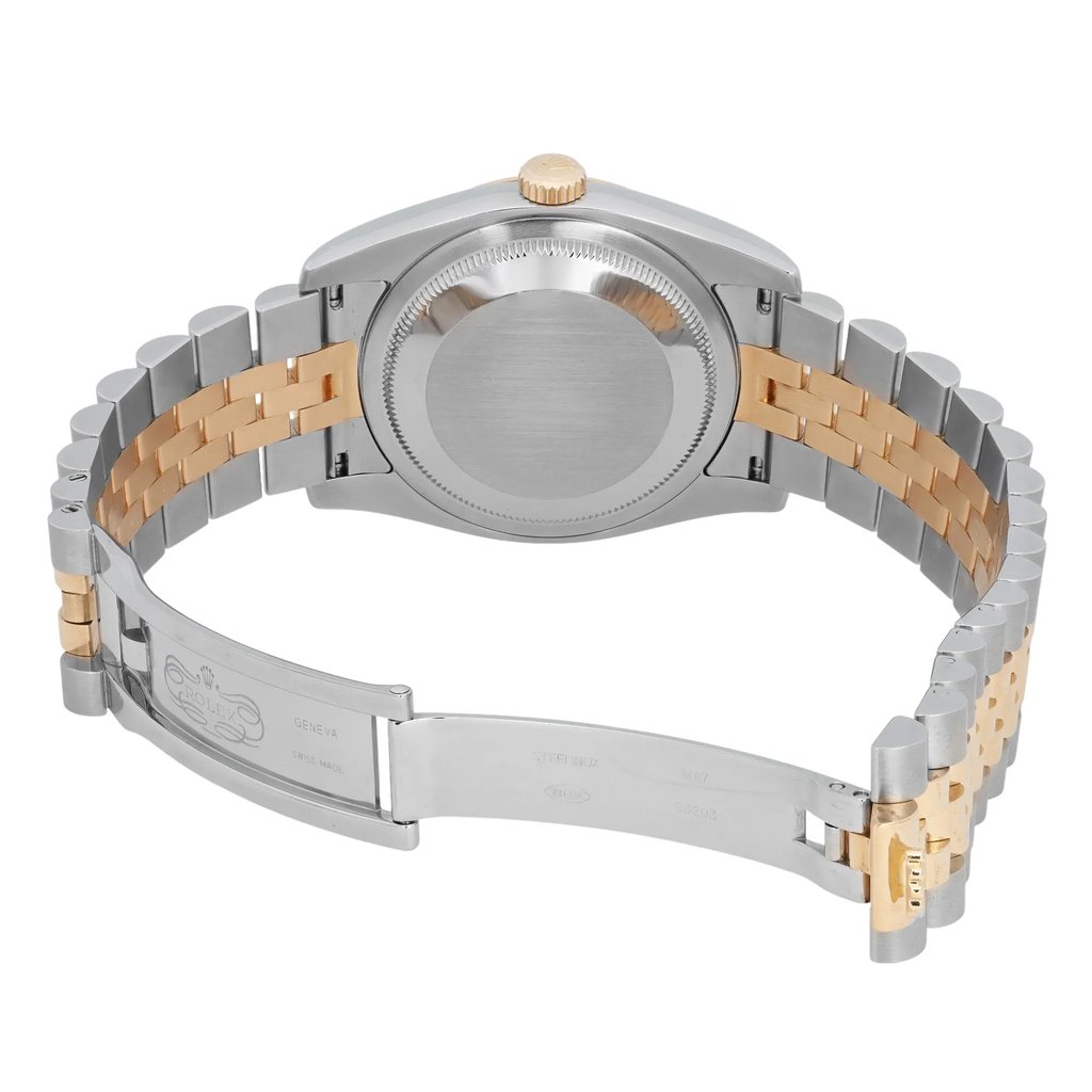 Back View Of Screwback Back Case And Open Stainless Steel,Yellow Gold Band Of Rolex 116233 Watch Pre Owned Condition