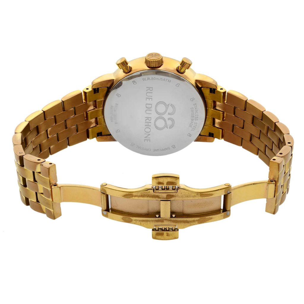 Back View Of Snap Back Case And Open Stainless Steel Band Of 88 Rue Du 86CA120019 Watch Pre Owned Condition