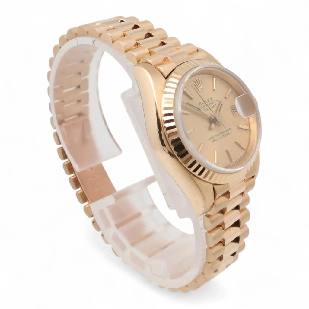 View Of Opposite Crown Facing Side Of Rolex 69178 Yellow Gold Watch Pre Owned Condition