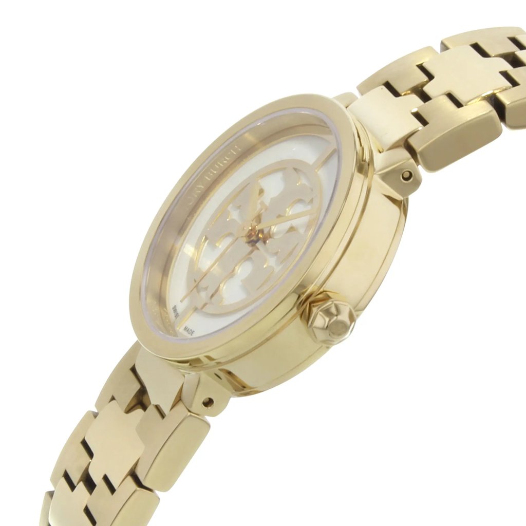 View Of Crown Facing Side Of Tory Burch TRB4011 Stainless Steel Watch Pre Owned Condition