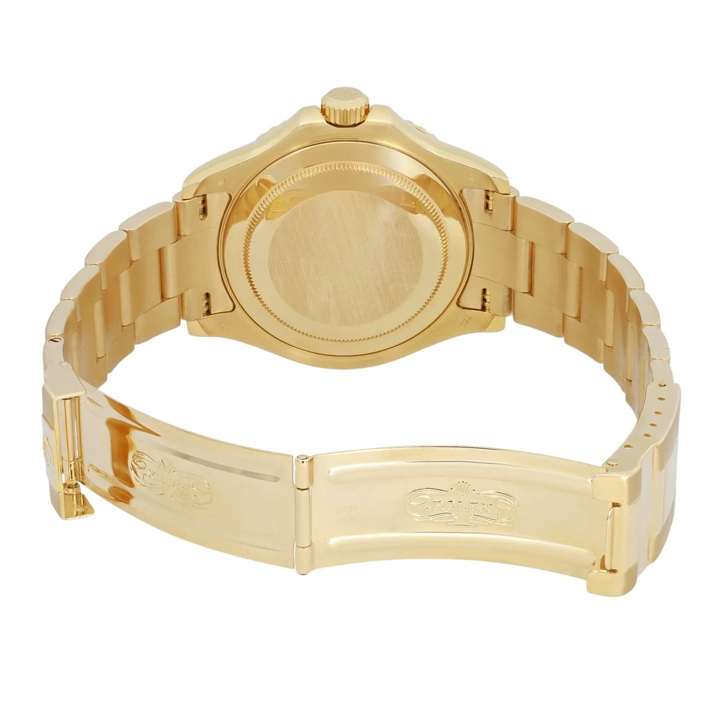 Back View Of Snap Back Case And Open Yellow Gold Band Of Rolex 16628 Watch Pre Owned Condition