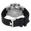 An image of a pre-owned Vacheron Constantin men's wristwatch. The watch is positioned at a slight angle, showcasing the back view. It features a stainless steel case with three crowns on the side, and a black rubber strap with a distinctive buckle. The case back is engraved with a ship design and various inscriptions. The image is captured from a close distance, highlighting the watch's details and craftsmanship.