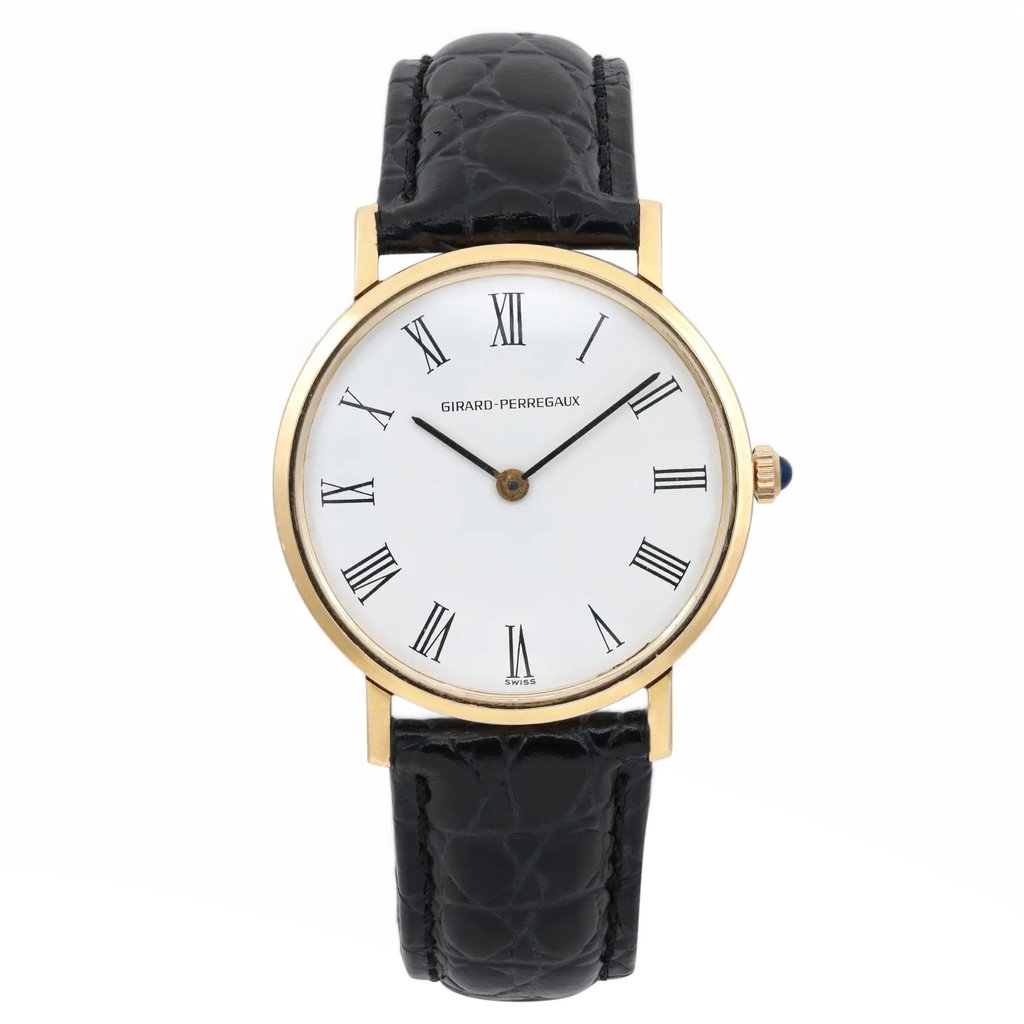 Front Full View Of Girard-Perregaux 3719 Yellow Gold Watch Pre Owned Condition Good