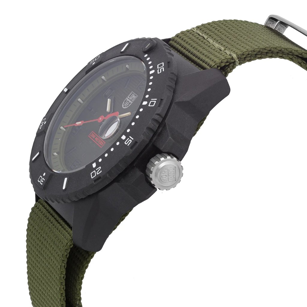View Of Crown Facing Side Of Luminox XS.3617.SET Carbon Watch New Condition