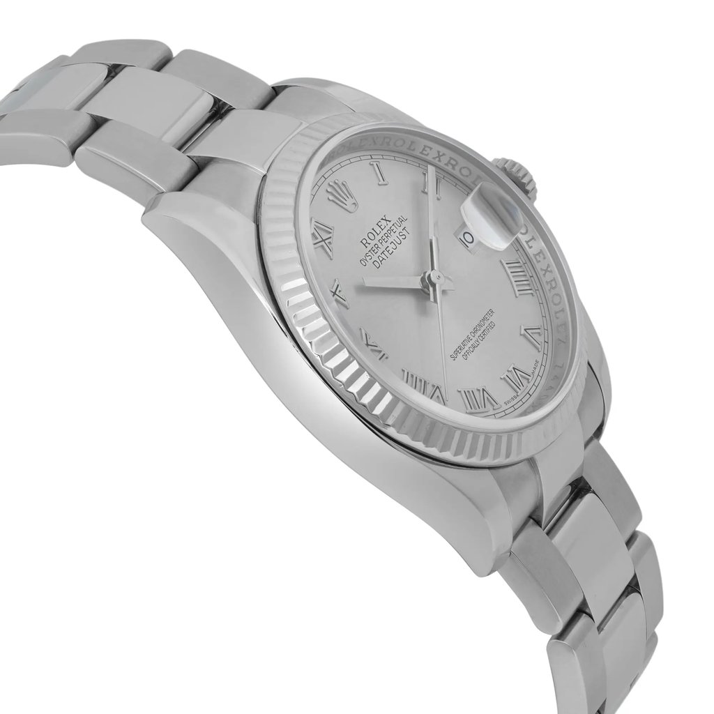 View Of Opposite Crown Facing Side Of Rolex 116234 Stainless Steel Watch Pre Owned Condition