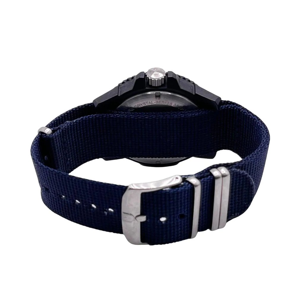 Back View Of Solid Back Case And Closed Nylon Band Of Luminox XS.3803.C Watch Pre Owned Condition