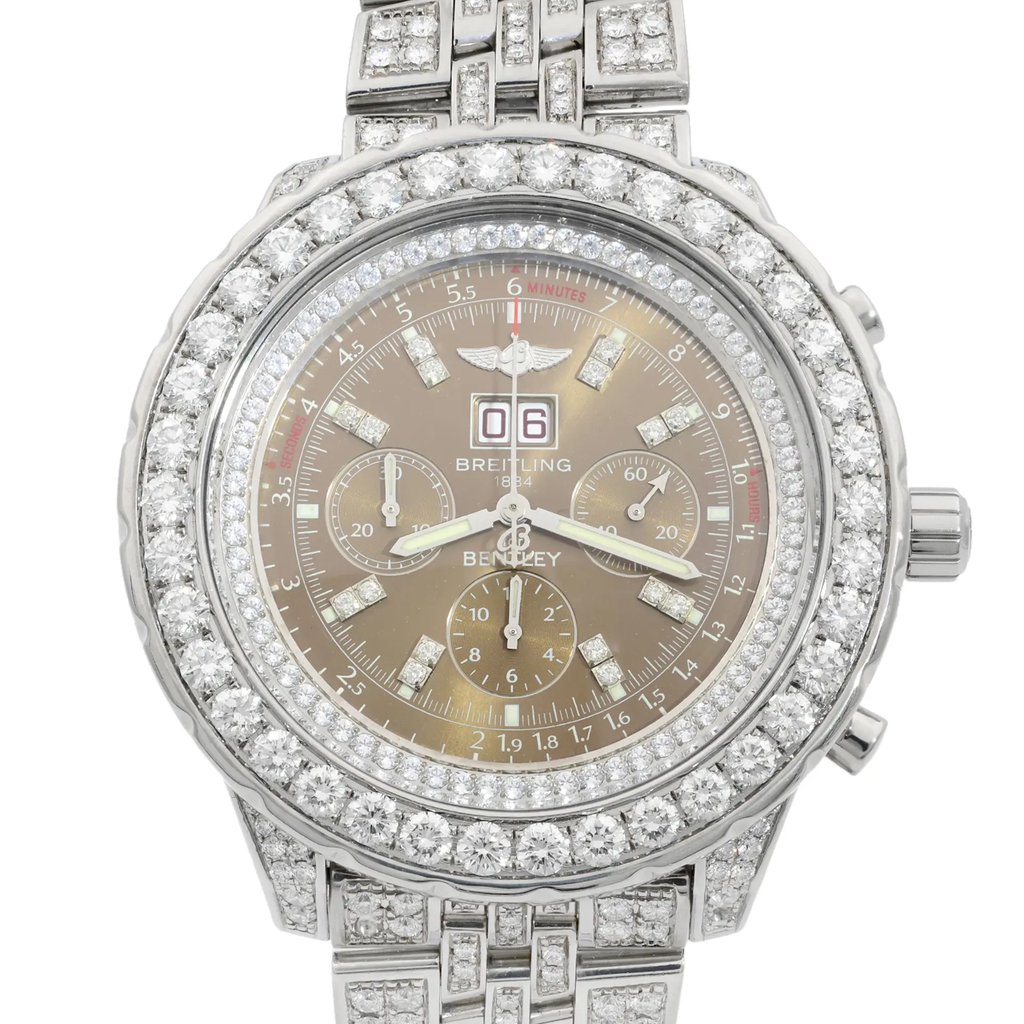 Up Close Front Facing Picture Of Breitling A44362 Stainless Steel Watch Pre Owned Condition