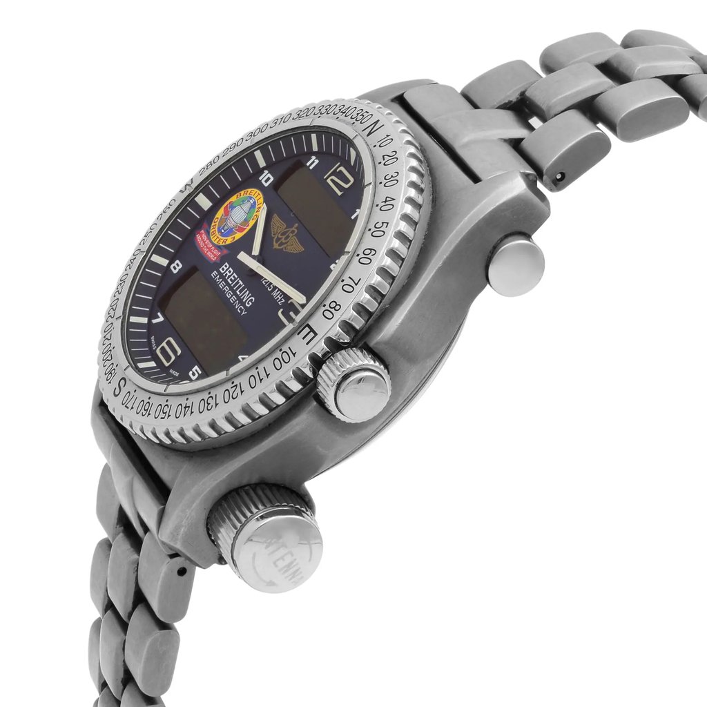 View Of Crown Facing Side Of Breitling E56321 Titanium Watch Pre Owned Condition