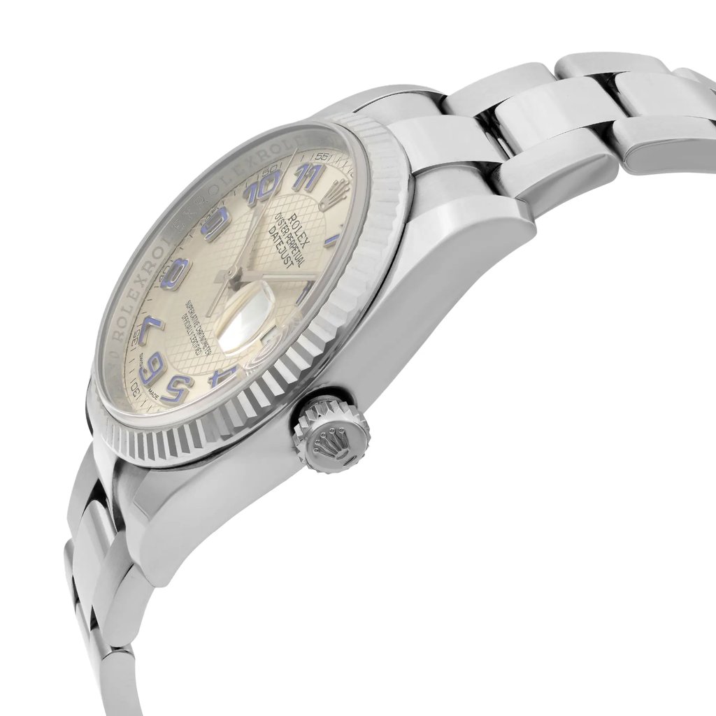 View Of Crown Facing Side Of Rolex 116234 Stainless Steel Watch Pre Owned Condition