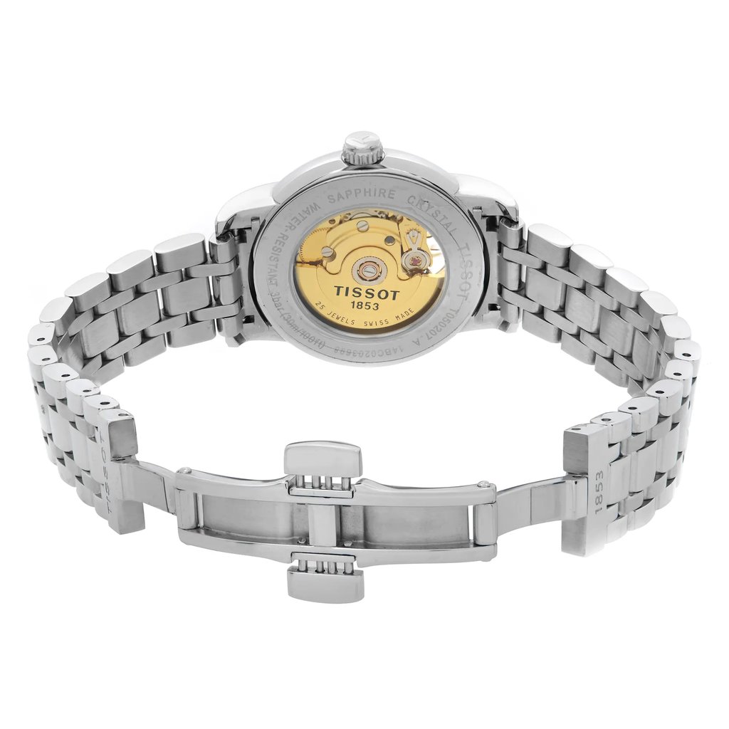 Back View Of Exhibition Back Case And Open Stainless Steel Band Of Tissot T050.207.11.033.00 Watch Unworn Condition