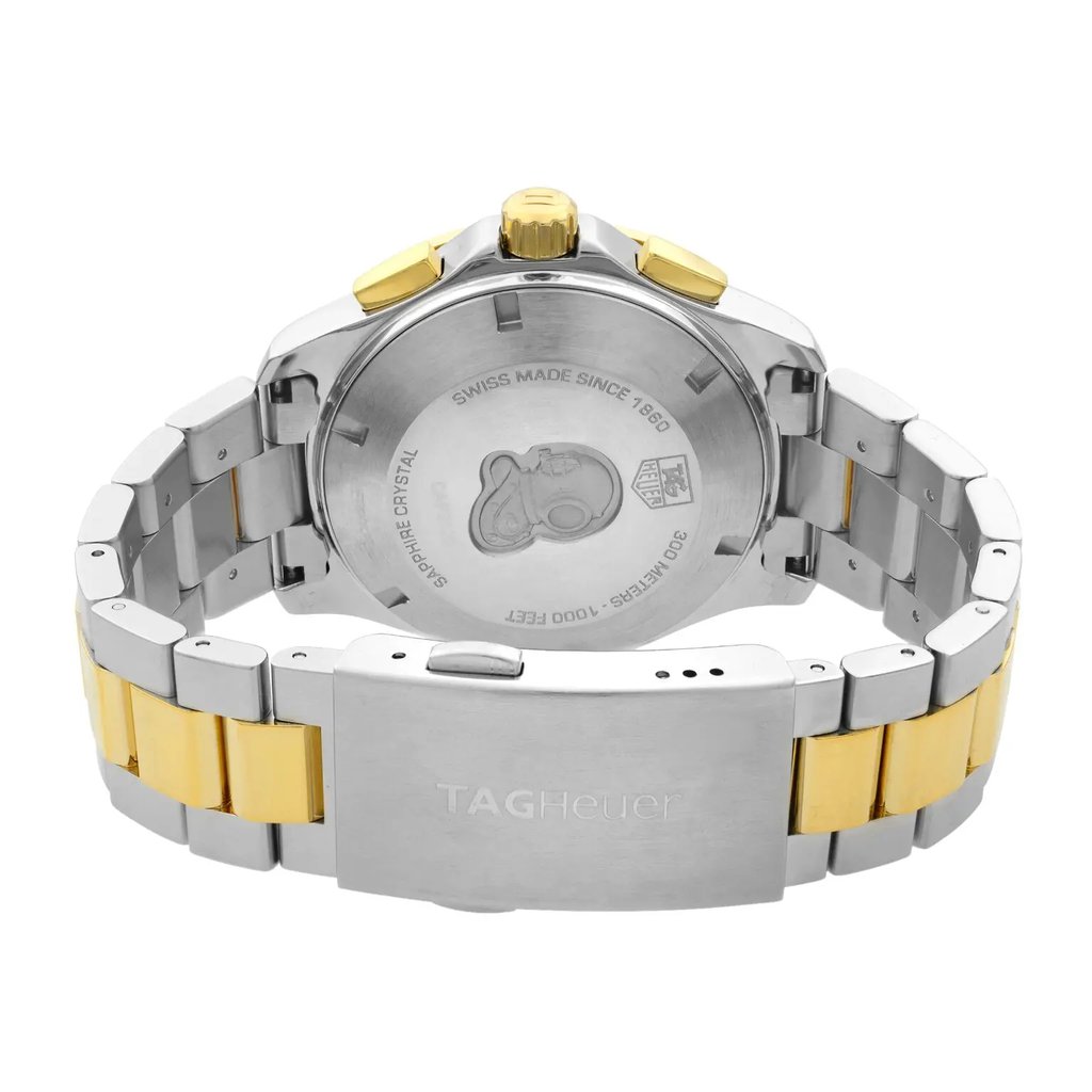 Back View Of {Caseback} Back Case And Closed Stainless & Plated Metal Band Of TAG Heuer CAP2120.BB0834 Watch Pre Owned Condition