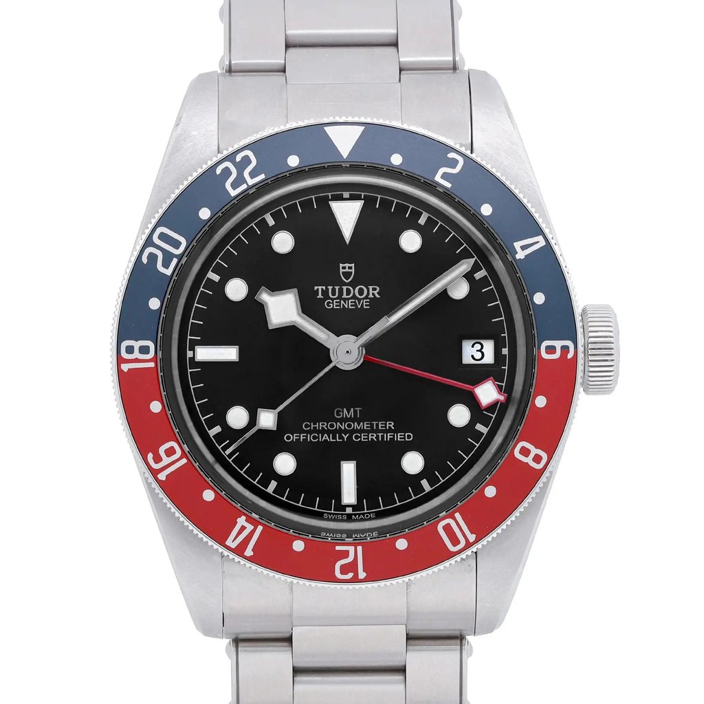 Up Close Front Facing Picture Of TUDOR M79830RB-0001 Stainless Steel Watch Pre Owned Condition