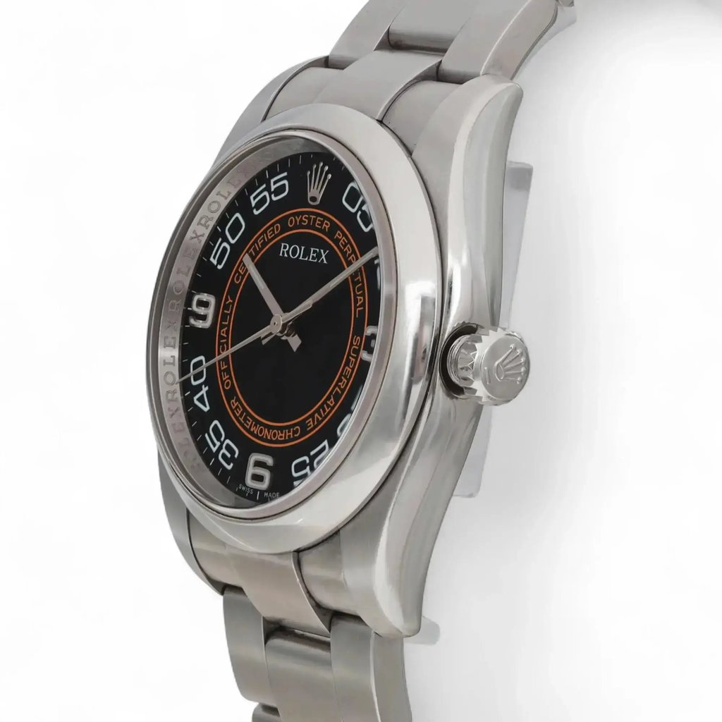 View Of Crown Facing Side Of Rolex 116000 Stainless Steel Watch Pre Owned Condition
