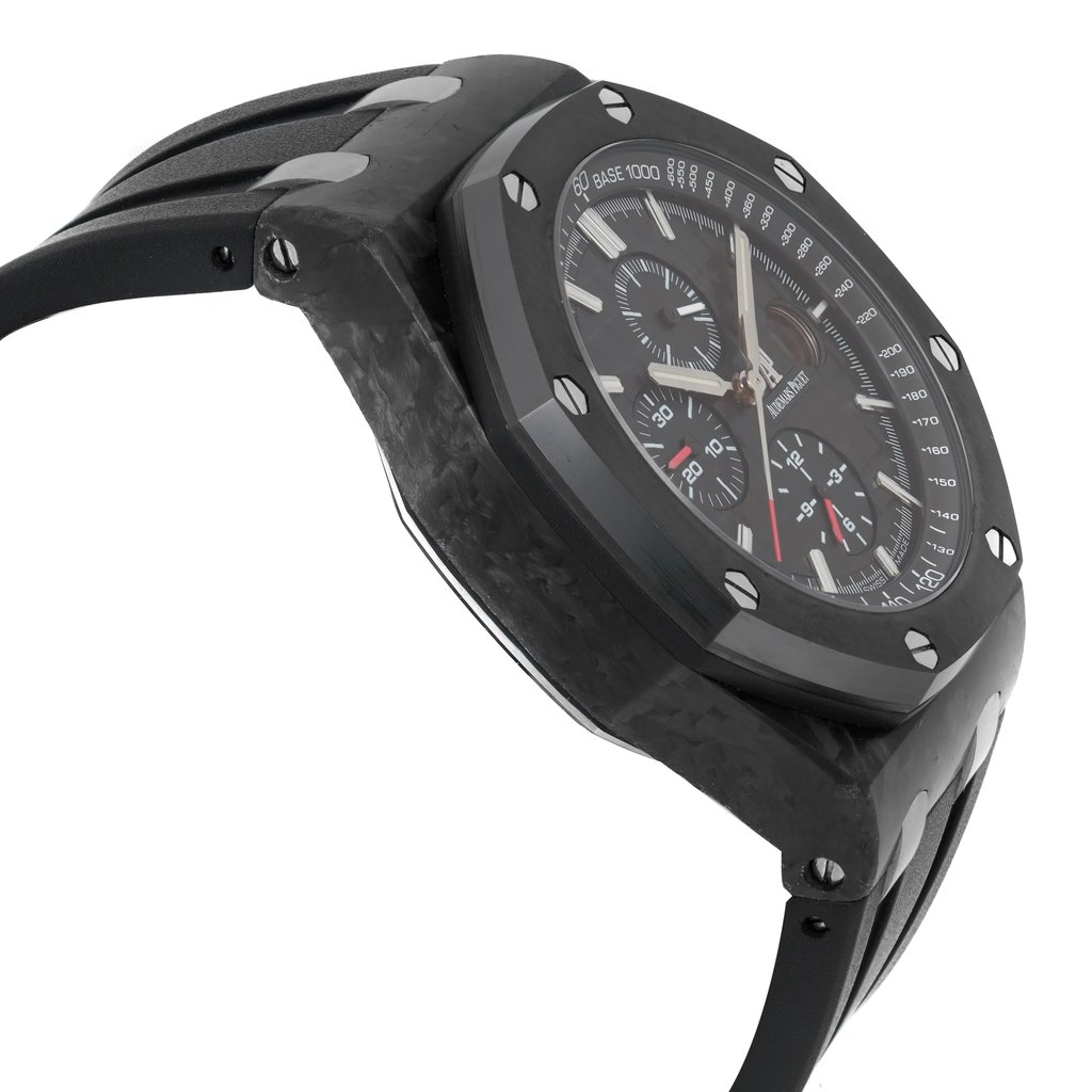 View Of Opposite Crown Facing Side Of Audemars Piguet 26400AU.OO.A002CA.01 Carbon Fiber Watch Pre Owned Condition