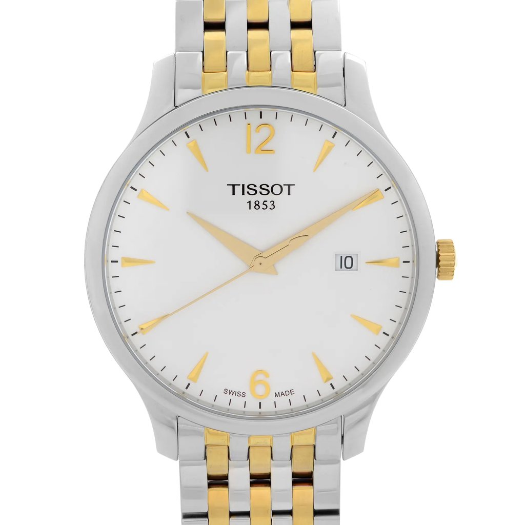 Up Close Front Facing Picture Of Tissot T063.610.22.037.00 Stainless Steel Watch Display Model Condition