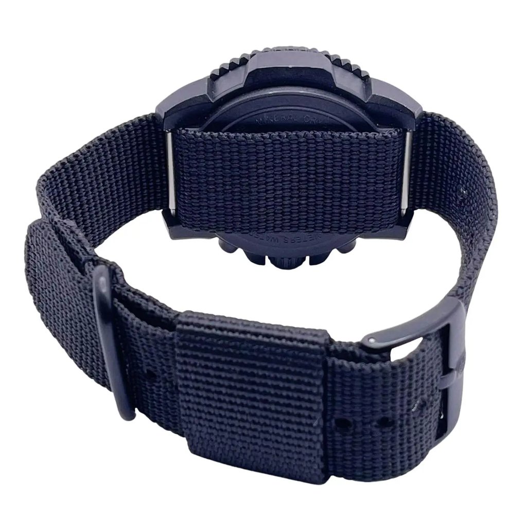 Back View Of Screwback Back Case And Closed Nylon,Rubber Band Of Luminox XS.3081.BO Watch New Without Tags Condition