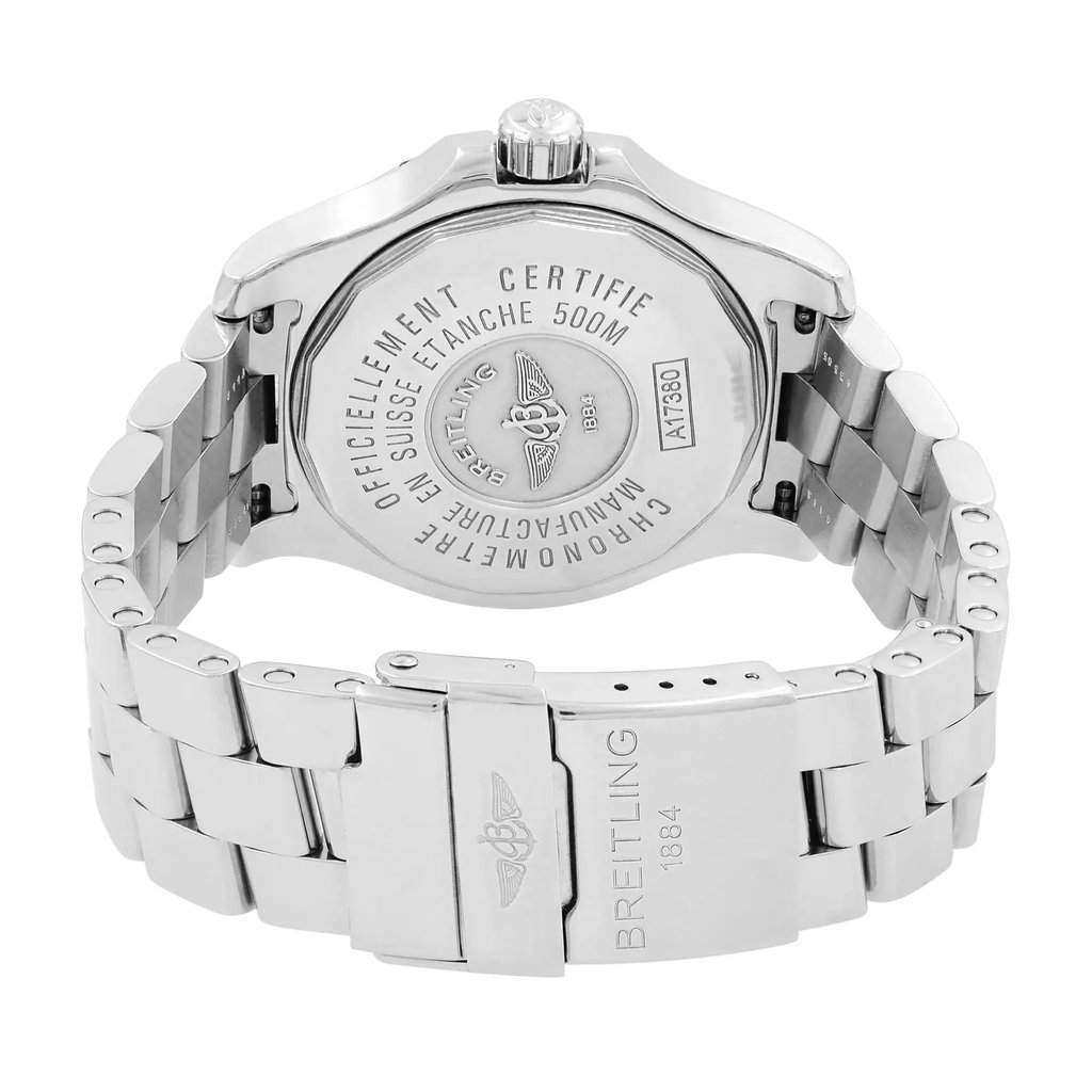 View Of Opposite Crown Facing Side Of Breitling A17380 Stainless Steel Watch Pre Owned Condition