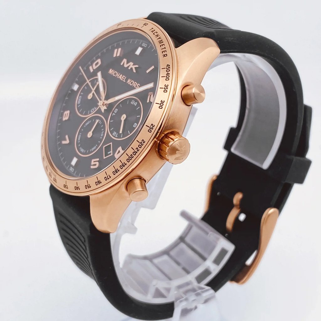 View Of Crown Facing Side Of Michael Kors MK8687 Stainless Steel Watch New With Defects Condition