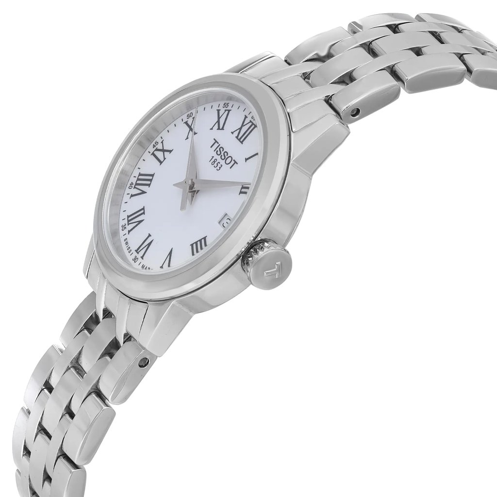 View Of Crown Facing Side Of Tissot T129.210.11.013.00 Stainless Steel Watch Pre Owned Condition