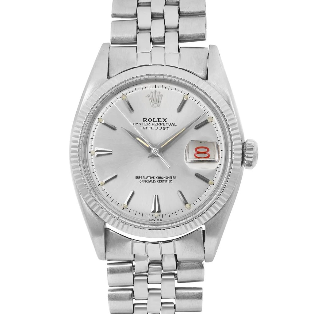 Up Close Front Facing Picture Of Rolex 6605 Stainless Steel Watch Pre Owned Condition