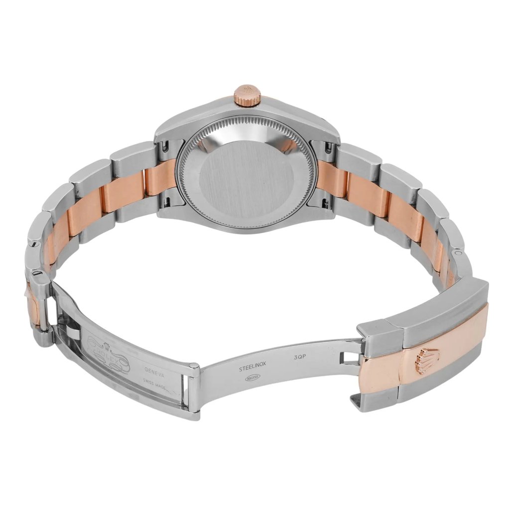 Back View Of {Caseback} Back Case And Open Stainless Steel,Rose Gold Band Of Rolex 178241 Watch Pre Owned Condition