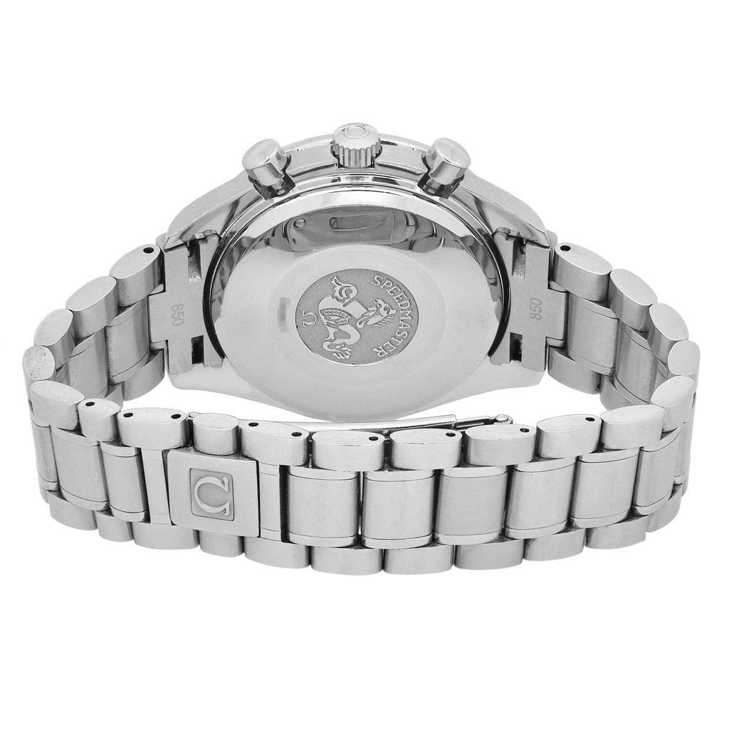 Back View Of Solid Back Case And Closed Stainless Steel Band Of OMEGA 3523.30.00 Watch Pre Owned Condition