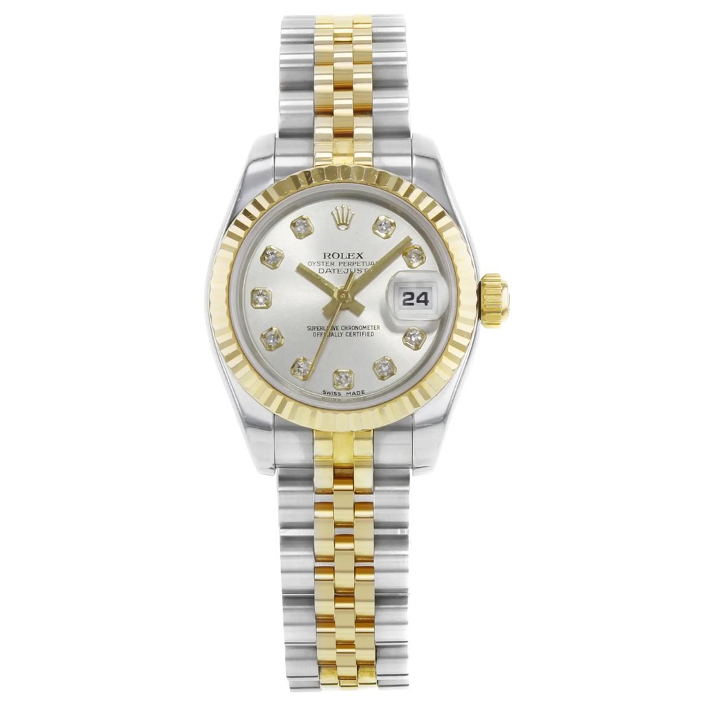 Front Full View Of Rolex 179173 Stainless Steel Watch Pre Owned Condition {Product Condition}