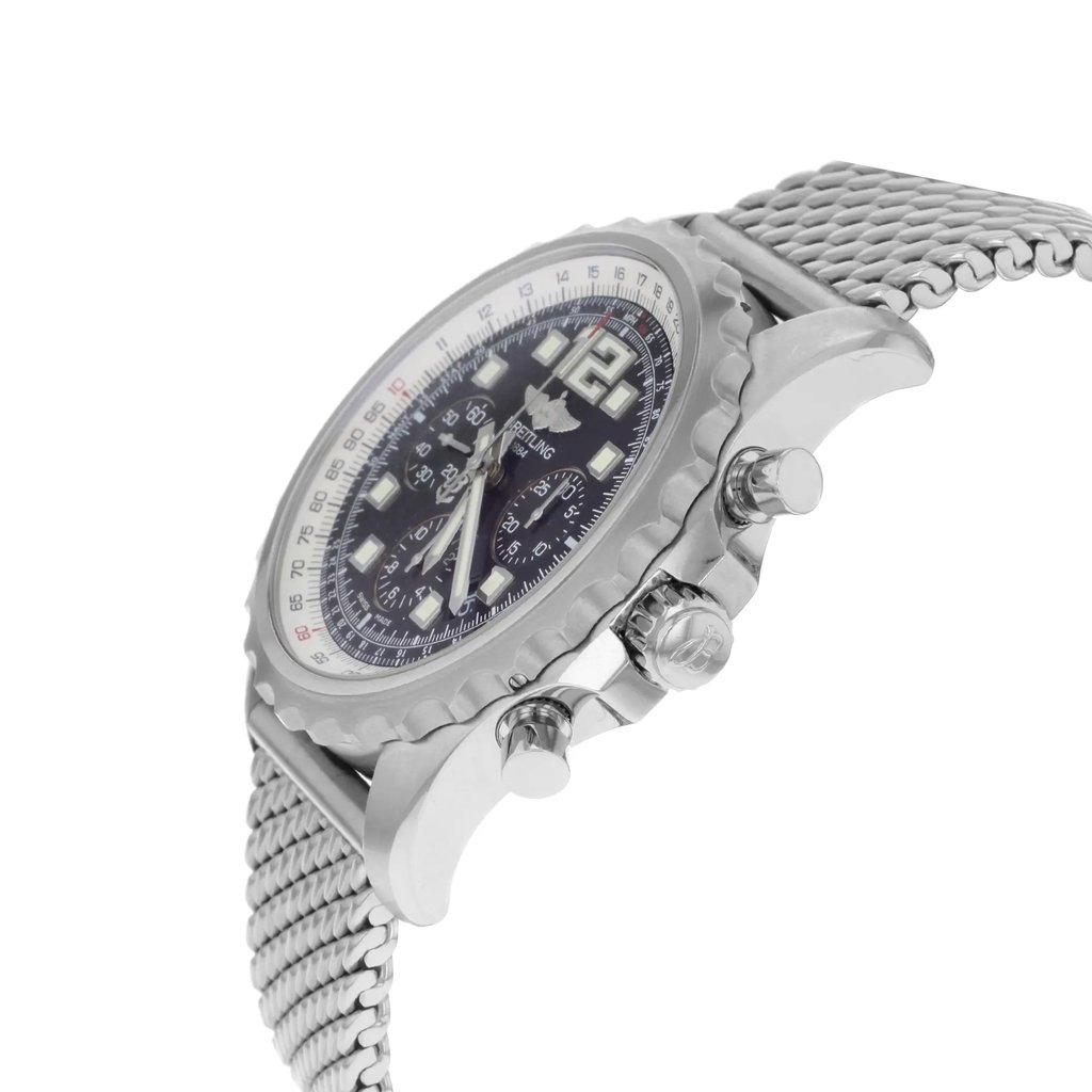 View Of Crown Facing Side Of Breitling A2336035-C833-152A Stainless Steel Watch Display Model Condition