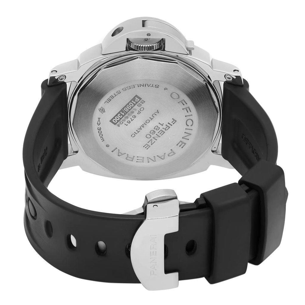 Back View Of Solid Back Case And Closed Silicon/Rubber Band Of Panerai PAM00088 Watch Pre Owned Condition