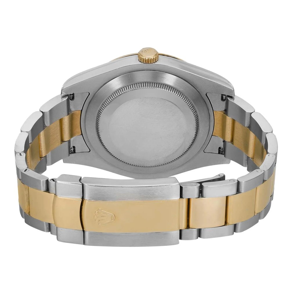 Back View Of Screwback Back Case And Closed Stainless Steel,Yellow Gold Band Of Rolex 116333 Watch Pre Owned Condition