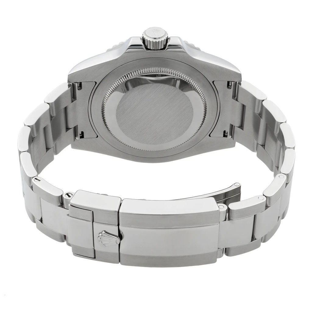 Back View Of Screwback Back Case And Closed Stainless Steel Band Of Rolex 116710LN Watch Pre Owned Condition