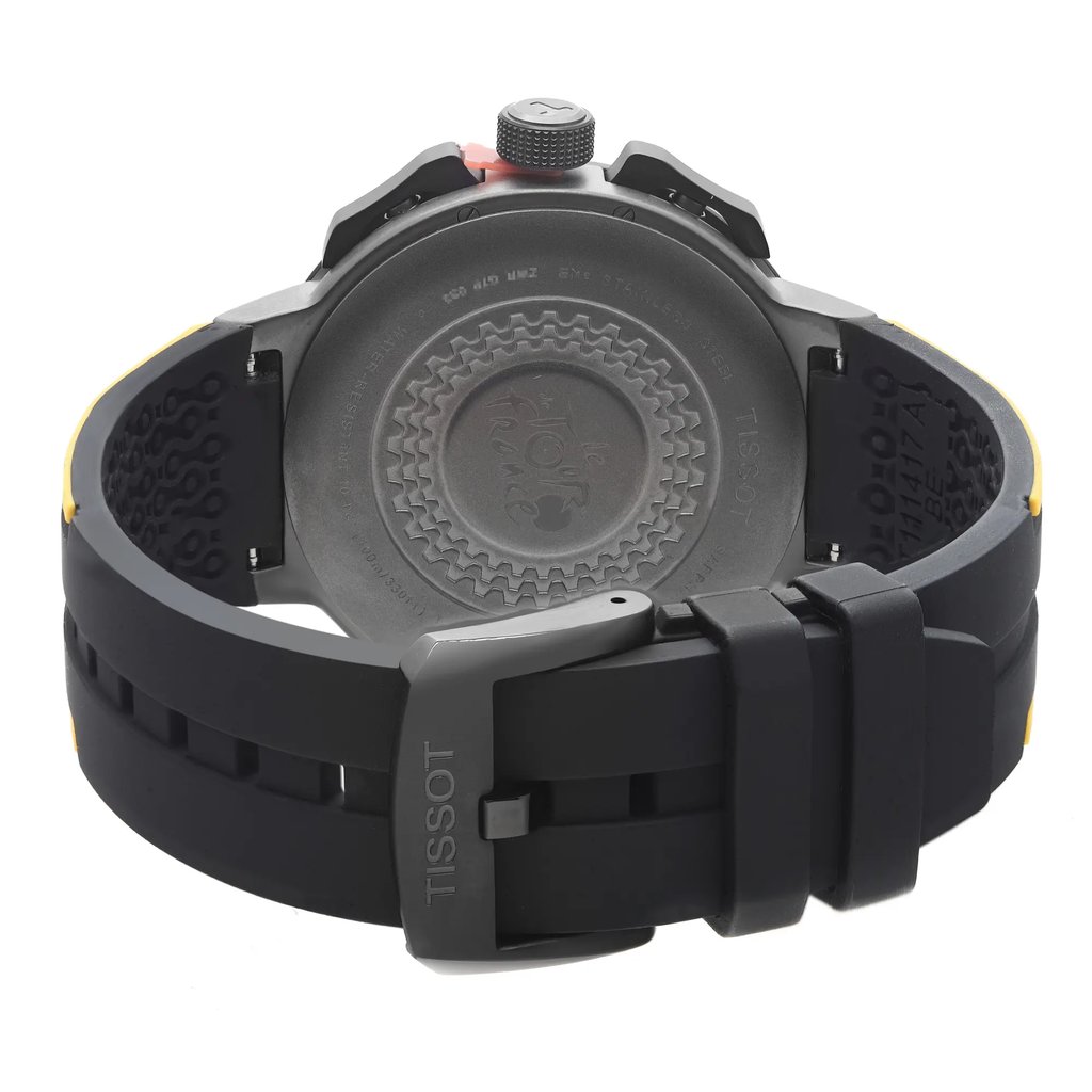 Back View Of Solid Back Case And Closed Silicone,Rubber Band Of Tissot T111.417.37.441.00 Watch Pre Owned Condition