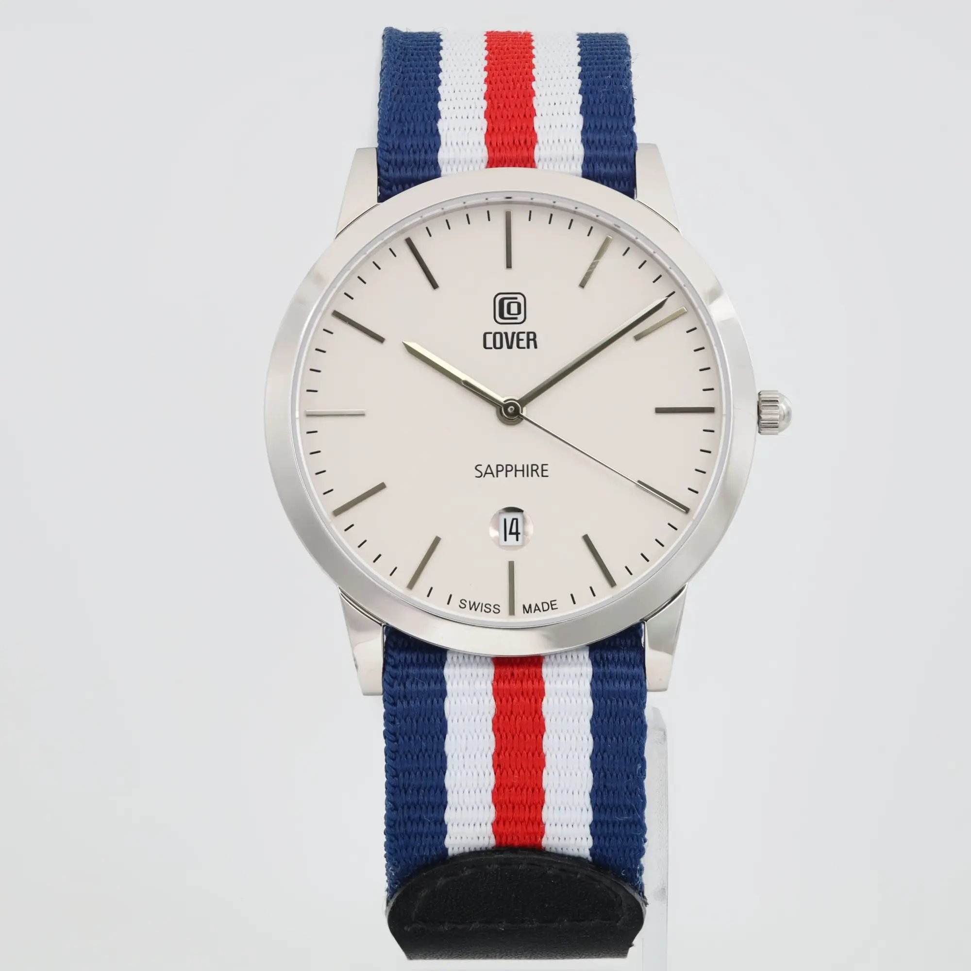 Front Full View Of COVER CO123.34 Stainless Steel Watch Display Model Condition {Product Condition}