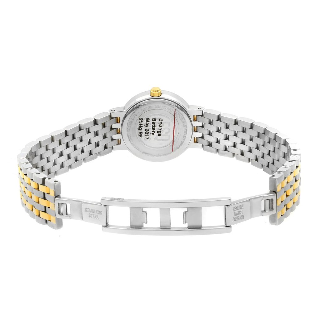 Back View Of Snap Back Case And Open Stainless Steel Band Of ESQ 07100768 Watch Pre Owned Condition