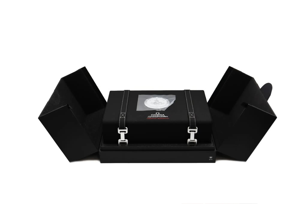  Full View Box, Documents and OMEGA 311.30.42.30.01.005 With Watch In The Image 