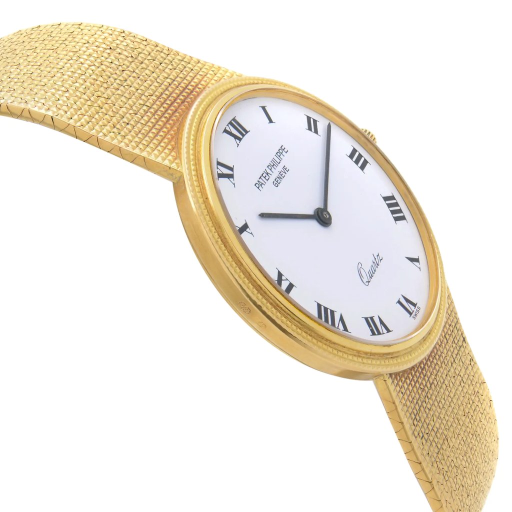 View Of Opposite Crown Facing Side Of Patek Philippe 3744-1 Gold 18kt Watch Pre Owned Condition