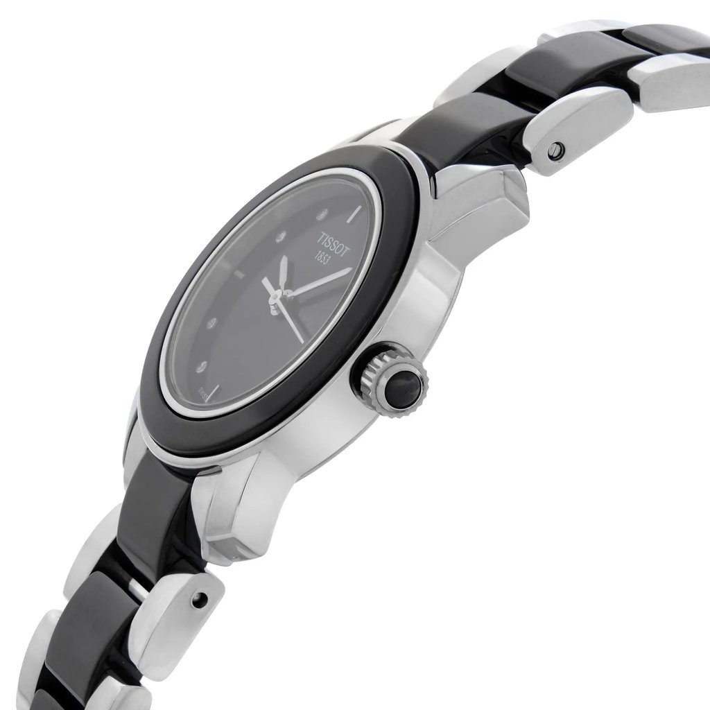 View Of Crown Facing Side Of Tissot T064.210.22.056.00 Stainless Steel Watch Display Model Condition