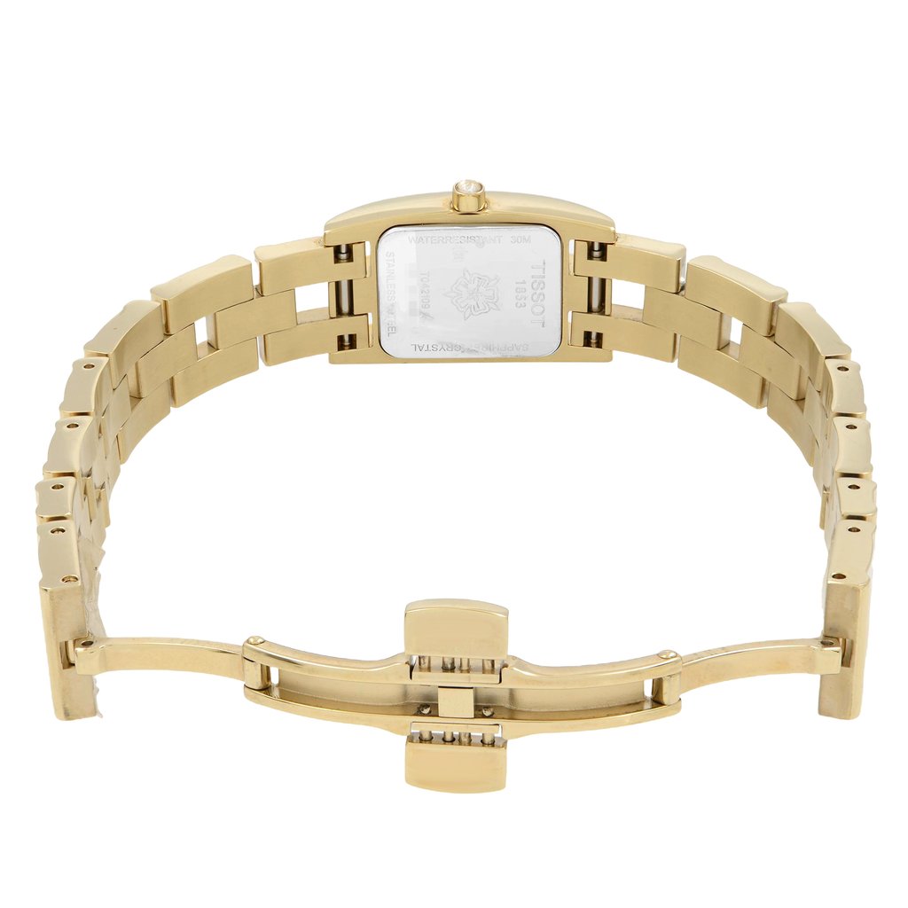 Back View Of Solid Back Case And Open Stainless Steel Band Of Tissot T042.109.33.117.00 Watch Pre Owned Condition