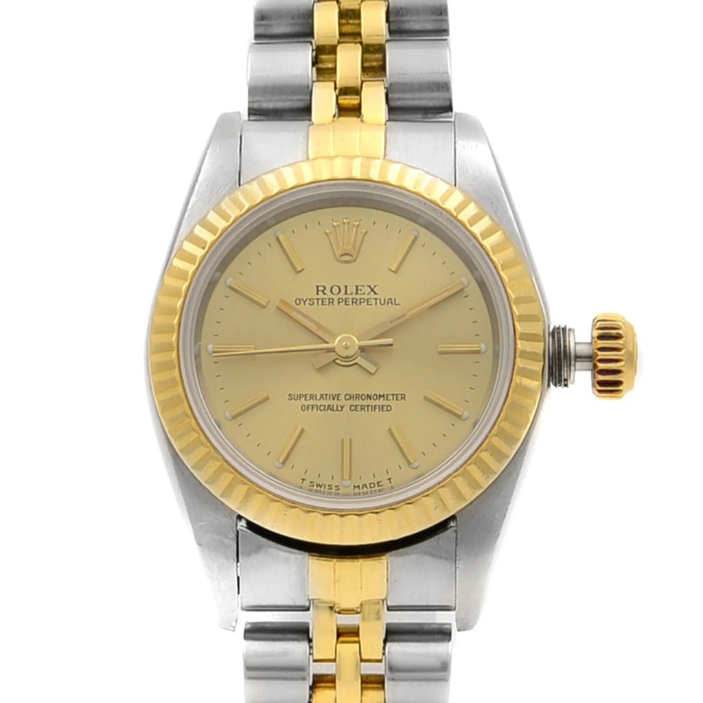 Up Close Front Facing Picture Of Rolex 6719 Stainless Steel Watch Pre Owned Condition