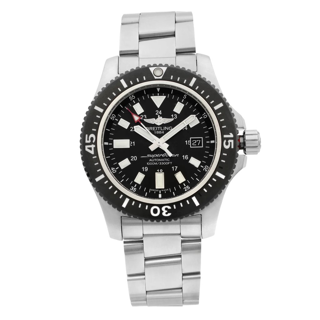 Front Full View Of Breitling Y17393101B1A1 Stainless Steel Watch Display Model Condition {Product Condition}
