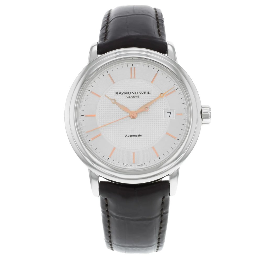 Front Full View Of RAYMOND WEIL 5488-SL5-65001 Stainless Steel Watch Pre Owned Condition Good